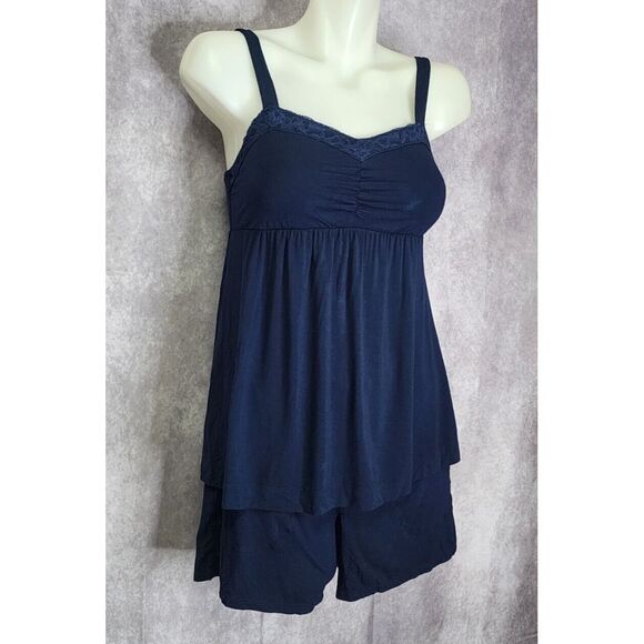 Soma Cool Nights Sleep Set Tank & Shorts Womens Size Small Dark Blue Pajamas - Picture 3 of 12